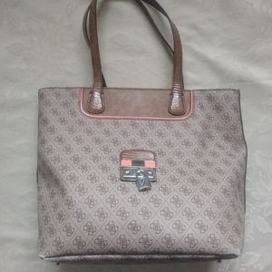GUESS logo print croc embossed trim carryall bag